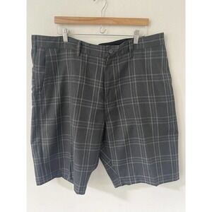 Rusty Shorts Mens 42 Gray Plaid Casual Pockets Chino Workwear Office Lightweight